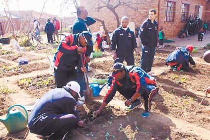 Down to business... The Lions team gets down and dirty.
