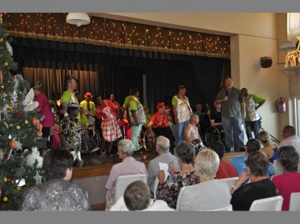 Forest Farm concert... Cerebal Palsy residents dresse up and perform on stage to raise funds for the Forest Farm Centre in Bryanston.