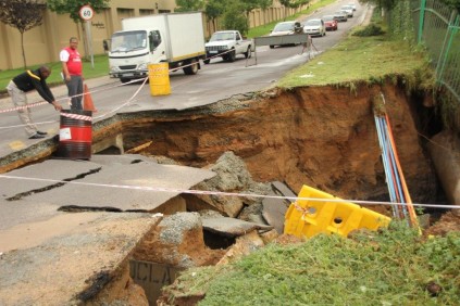 A section of Coleraine Drive has collapsed following heavy rain