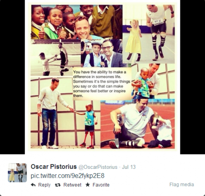 A screen shot of Oscar Pistorius' Twitter account.