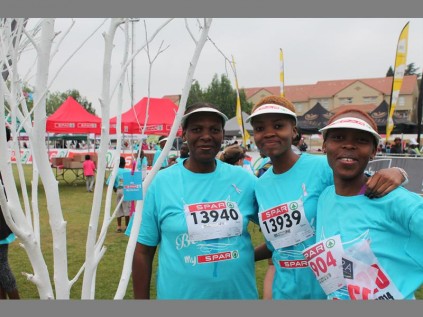 Wilhemina Kapa, Ephia Dikgale and Sonya Kapa. Wilhemina said, "I'm participating to be healthy and in support of all cancer sufferers."