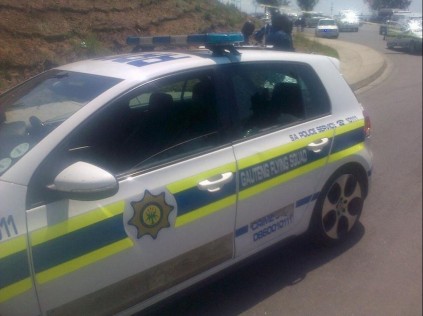 @SAPoliceServices tweeted this image of the police car that was damaged in the shootout between suspects and the police.