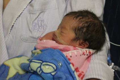 The greatest gift... Baby A was born at 12.56am at a weight of 1.8kg.