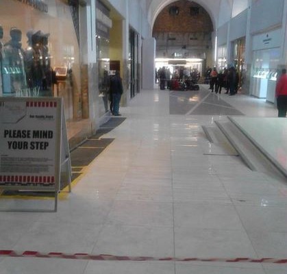 Ceiling collapse at Sandton City.