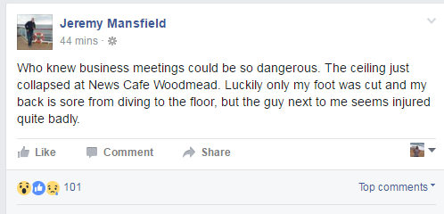 Jeremy Mansfield's Facebook post.