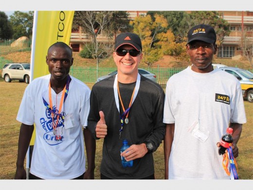 Winners... Top three runners, Ndodana Ncube, Mark Wilson and Ronald Shibiri.