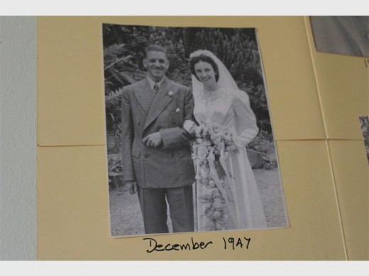 The 40s...Aileen Owen (100) has a 1947 wedding picture with her late husband Bert Owen, hanging on her wall.