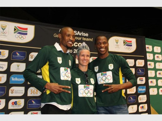 Khotso Mokeona, Janine van Wyk and Luvo Manyonga are excited after they are announced as part of the South African delegates going to the 2016 Rio Olympics.