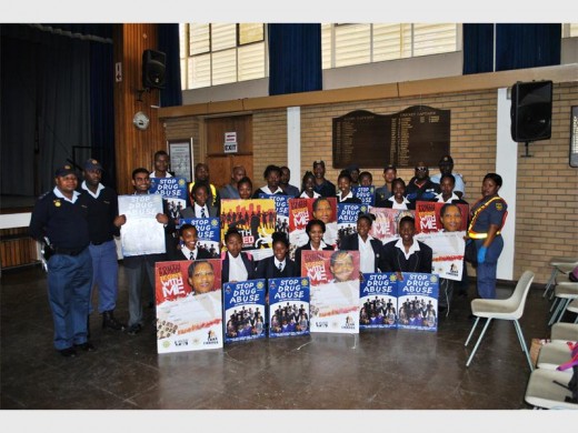 Wendywood High pupils with members of the police and Department of Community Safety.