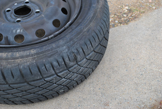 Richard Tyack's tyre following the explosion