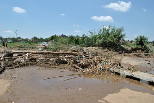 The damage after the flood on Bridge Road.