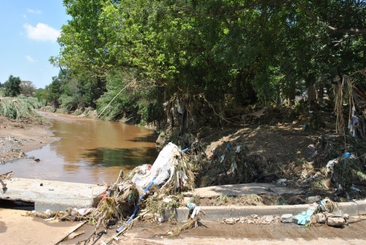 The damage after the flood on Bridge Road.
