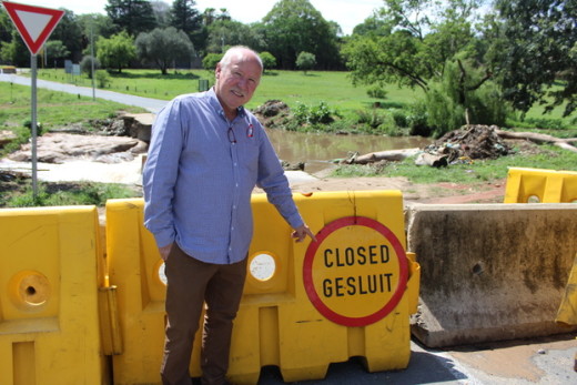 Vincent Earp visits the Belgrave Bridge blockade on 11 November, after heavy rainfall.
