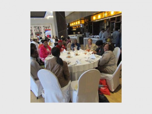 The caregivers enjoy themselves.