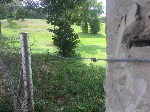 The wire that was left behind at the exit of a footpath in Innesfree Park.