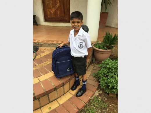 Ayaan on his first day at school.