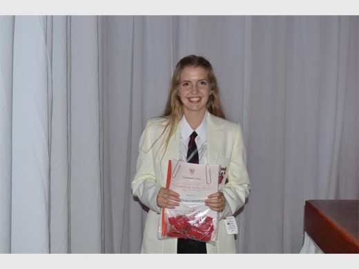 Erin Liebenberg achieves senior full colours for academics, cultural (public speaking) and sport (touch rugby).